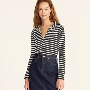 NWT J.Crew Ribbed polo T-shirt in STEVIE STRIPE Small